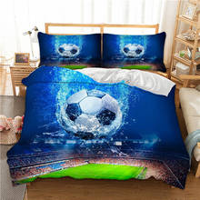 Juego de funda nórdica de fútbol para niños y adultos, juego de ropa de cama con estampado 3D azul, Fondo de patrón de fútbol, deporte europeo decorativo, 2/3 Uds. 2024 - compra barato