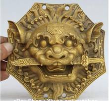 YM  305   chinos 6 "Chinese Folk Brass Lion Head Bestia Malos tiendas bronce aldaba China wholesale factory Bronze Copper Brass 2024 - buy cheap