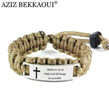 AZIZ BEKKAOUI Man Jewelry ID Bracelets Cross Braided Bracelet Stainless Steel Outdoor Umbrella Rope Curved Adjustable Bracelet 2024 - buy cheap