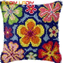 Latch Hook Cushion Colorful Flowers Pillow Case Acrylic Yarn Pillow Pre-Printed Color Canvas Crochet Cushion Cover Hobby & Craft 2024 - buy cheap