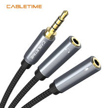 Cabletime 3,5 мм 4 Apple наушники разветвитель аудио кабель 3,5 угловой штыревой соединитель для 2 разъемов «мама» Aux кабель для Microphne музыкальный плеер 8 дюймов N230 2024 - купить недорого