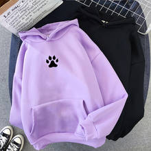 Korean Sweatshirt Women DOG Foot print PAWS Hoodies Autumn Winter Streetwear Kawaii Graphic Hoodie Female Coats Poleron Mujer 2024 - buy cheap