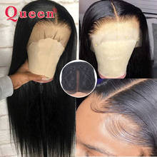 Perucas de cabelo humano, liso, brasileira, mechas de cabelo humano, mechas coletadas com baby hair, parte t, queen 2024 - compre barato