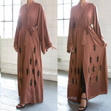 Ramadan Open Cardigan Abaya Dubai Muslim Long Maxi Dress Turkish Kaftan Kimono Robes Islamic Clothing Caftan Party Gown Jilbab 2024 - купить недорого