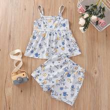 2021 Summer Kids Baby Girl Sleeveless Floral Tank Tops Shorts Pant Bottom 2PCS Outfits Children Girls Clothes Set 2024 - buy cheap