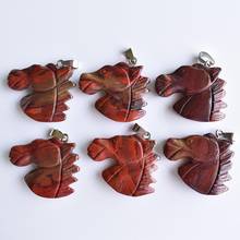 Fashion natural Rainbow stone carved animal horse heads charms pendants for jewelry making 6pcs/lot Wholesale Free shipping 2024 - buy cheap