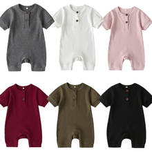 New 6Colors baby Boy Girls Solid Clothes Short Sleeve Romper Bodysuit Jumpsuit 0-24M 2024 - buy cheap