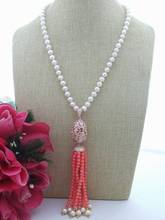 21'' 8-9mm freshwater Pearl&Coral Necklace 2024 - buy cheap