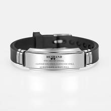 Fashion To My Husband Men Bracelet Stainless Steel Charms Bracelets Silicone Bangle Wristband Love Gifts For Hubby 2024 - buy cheap