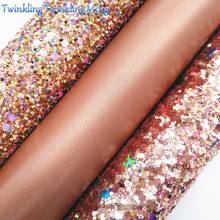 ROSE GOLD Glitter Fabric, Faux Leather Fabric, Chunky Glitter Synthetic Leather Sheets For Bow A4 8"x11"  Twinkling Ming XM260 2024 - buy cheap