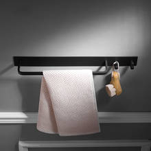 Toallero de aluminio para baño, barra de toalla de montaje en pared con ganchos, Hardware de baño negro/blanco, accesorios de baño de 40-60cm 2024 - compra barato