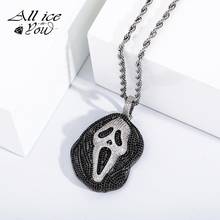 ALLICEONYOU Iced Out Hip Hop Cubic Zirconia Halloween Christmas Ghost Pendant Necklace With Tennis Cuban Chain Gift For Women 2024 - buy cheap