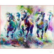 Cuadro al óleo colorido de caballo por números para adultos, lienzo con Marco, pintura acrílica, arte para decoración del hogar 2024 - compra barato