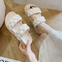 Chinelos de plataforma feminina verão pão cruz flip flops corda tecelagem slides mulas design chinelos sapatos 2024 - compre barato