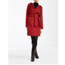 Abrigo largo de lana para mujer, Chaqueta larga ajustada elegante, con bolsillos en negro y rojo, ropa de abrigo de Cachemira Vintage para Otoño e Invierno 2024 - compra barato