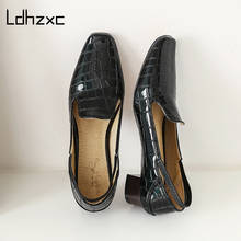 LDHZXC New Square Toe Shoes Women Pumps Women Spring Summer Party Shoes Low Heels Pu Leather Elegant Shoes Woman 2024 - buy cheap