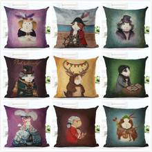 Cartoon Hamster Cushion Cover Cotton Linen Hamster Printing Decorative Pillowcase Home Decorative Pillow Case For Sofa ZT138 2024 - buy cheap