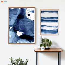 Navy Blue Wall Art Watercolor Abstract Painting Canvas Print Poster Wall Pictures for Living Room Home Decoration No Frame 2024 - buy cheap