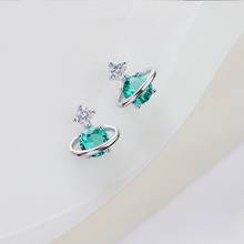 Fashion Women Classic Shining Green Round Studs Earrings 925 Sterling Silver AAA Zircon Crystal For Girl's Jewelry 2024 - buy cheap