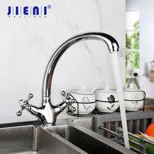 JIENI 360 Swivel Chrome Brass Kitchen Faucet 2 Handles Stainless Steel Stream Spout Kitchen Sink Tap Hot & Cold Water Mixer Tap 2024 - buy cheap