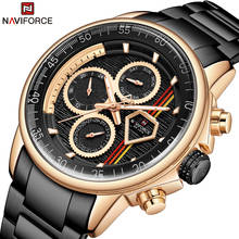 Naviforce relógio esportivo de luxo, relógio de pulso impermeável com cronógrafo de quartzo em aço inoxidável e data 2024 - compre barato