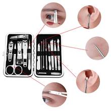 15 /12PCS Manicure Kit Nail Clippers Set Professional Pedicure Black Stainless Steel Makeup Grooming Set Cutter Ear Pick Tweezer 2024 - buy cheap