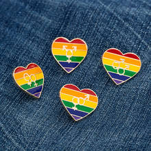 Esmalte lgbt orgulho arco-íris coração broche pino lésbicas gays bissexual transgênero sinal distintivo ouro prata cor pinos jóias 2024 - compre barato