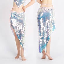 Женский костюм для танца живота, индийский танец живота, юбка «рыбий хвост», блестящий танцевальный хип-шарф, сценическая танцевальная одежда для девочек 2024 - купить недорого