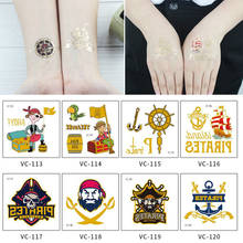 2PCS Children Body Art Gold Metallic Tattoo Sticker Bronzing Pirate Waterproof Temporary Small Party Cosplay DIY  Decoration 2024 - buy cheap