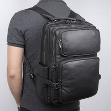 Luuventilador mochila escolar de alta capacidade, mochila de viagem de alta qualidade em couro legítimo, bolsa para laptop masculina 2024 - compre barato