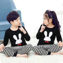 Pijama para meninos e meninas, 2 peças de algodão com manga comprida, roupa de dormir para crianças 2024 - compre barato