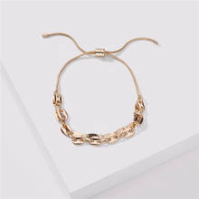 Gold Color Double Layered Metal Curb Chain Link Bracelets for Women 2024 - buy cheap