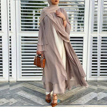 Ramadan Eid Mubarak Chiffon Open Abaya Kimono Dubai Turkey Islam Kaftan Muslim Dress Clothes Abayas For Women Robe Femme Caftan 2024 - buy cheap