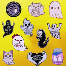 Ghost pins coleção halloween boo broches horror gótico emblema simples camisas jaquetas acessórios 2024 - compre barato