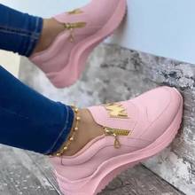 2021 Spring Black Wedges Sneakers Platform Women Shoes Thick Bottom Fashion Zipper Non-slip Casual Korean Women's Vulcanized 2024 - buy cheap