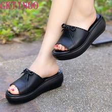 GKTINOO Women Slipper's 2021 Ladies Summer Slippers Shoes Women Wedges Heels Fashion Summer Genuine Leather Shoes Platform 2024 - buy cheap