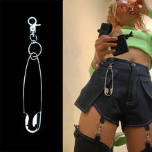 Vintage Punk Metal Big Safety Pin Pendant Keychain Jewelry Male Women Trendy Harajuku Style Hip Hop Key Chain Waist Pants Chain 2024 - buy cheap