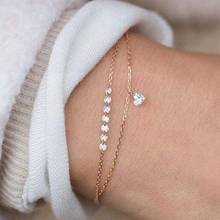 Double Layer Heart Zircon Bracelet Femme Gold Color Chains Geometric Crystal Bracelets for Women Female Simple Jewelry Bijoux 2024 - buy cheap