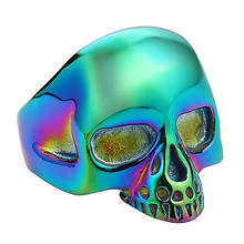 Stainless Steel Men Punk Skull Ring Vintage Domineering Colorful Skeleton 316l Steel Rings Jewelry for Man 2024 - buy cheap