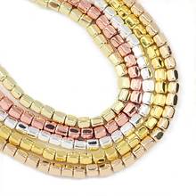 Plata de oro rosa Natural, espaciador de piedra de hematita del Pentagon, cuentas sueltas para la fabricación de joyas, pulsera Diy de 3mm, accesorios para collar de 15'' 2024 - compra barato