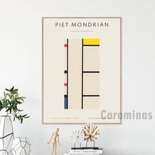 Pintura Abstracta del pintor holandés Piet Mondrian, obra de arte, impresiones en lienzo, Nueva York 1971, póster de exposición del Museo guggenberg, decoración de pared 2024 - compra barato