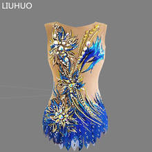 Liuhuo vestido de patinação artística, vestido feminino para meninas, performance de gelo rítmico, ginástica, competição, cheerleading, dança infantil 2024 - compre barato