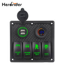 Marine Boat Switch Panel 4 Gang with Voltmeter Socket 4.2A Dual USB Charger Car LED light On/Off Rocker Switch Panel Car Boat 2024 - buy cheap