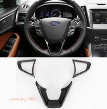 3PCS Carbon Fiber Interior Steering Wheel Cover Trim Fit For Ford Edge 2015 2016 2017 2018 2024 - buy cheap