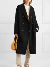 Abrigo Vintage de mezcla de lana para mujer, abrigo largo hasta la rodilla, suelto, elegante, de manga larga, color negro 2024 - compra barato
