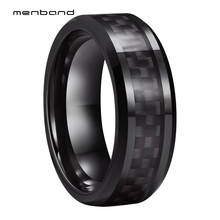 Anillo de carburo de tungsteno negro de boda con incrustaciones de fibra de carbono, 8MM, para hombre y mujer 2024 - compra barato