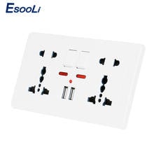 Esooli Wall Power Socket Double Universal 5 Hole Switched Outlet 2.1A Dual USB Charger Port LED indicator 146mm*86mm 2024 - buy cheap