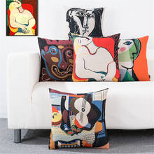 Capa de almofada estilo nórdico picasso, pintura famosa, capa de almofada, lombar, sofá, cadeira de escritório, personalidade 2024 - compre barato
