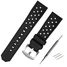 22mm Perforated Silicone Rubber Rally Watch Band Strap Waterproof Air Hole Watchband Stainless Steel Metal Buckle Bracelet 2024 - buy cheap