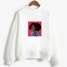 Sudadera holgada Sexy con estampado de melanina para Mujer, Jersey fino con cuello redondo blanco, Sudadera Kpop Moletom, sudaderas góticas para niña 2024 - compra barato